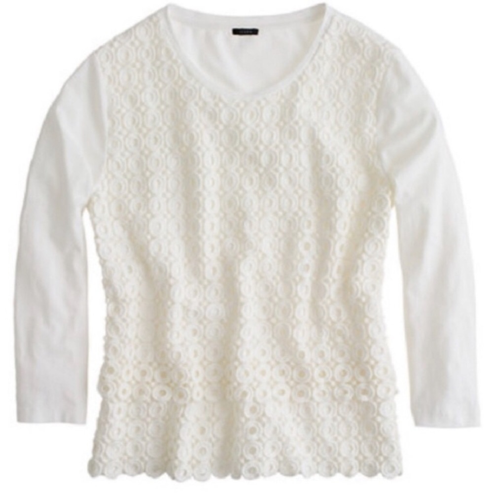 J. CREW Eyelet Lace Layered Top in Cream